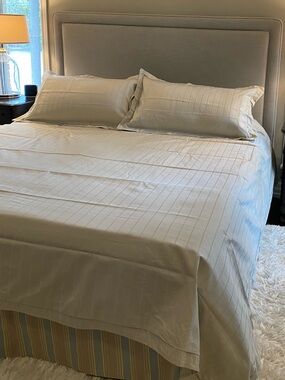 NWOT Custom King Duvet Cover and Shams - Tone on Tone Stripe in Soft Pewter